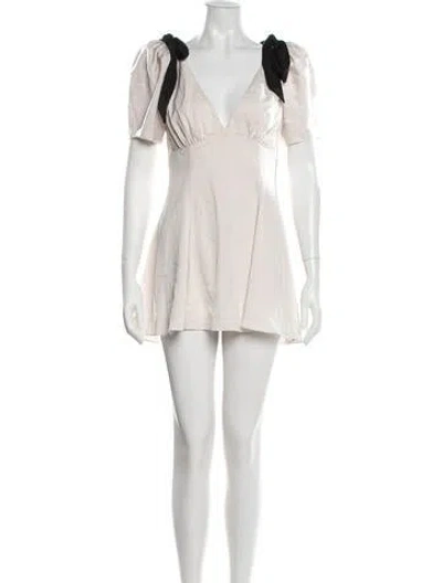 Pre-owned Majorelle V-neck Mini Dress In Neutral