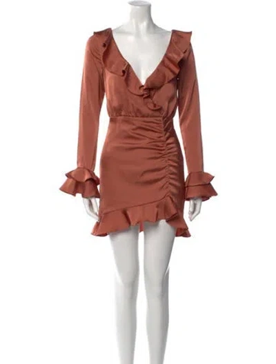 Pre-owned Majorelle V-neck Mini Dress In Orange