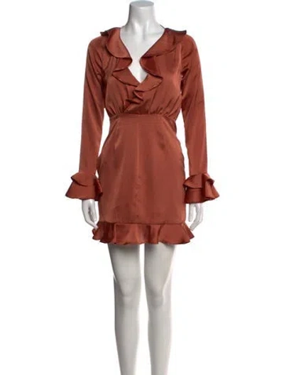 Pre-owned Majorelle V-neck Mini Dress In Orange