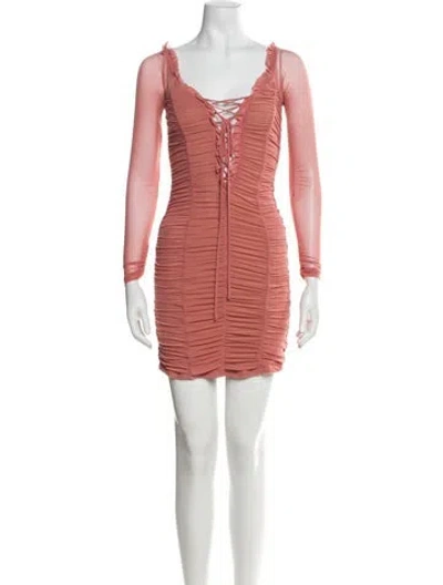 Pre-owned Majorelle V-neck Mini Dress In Pink