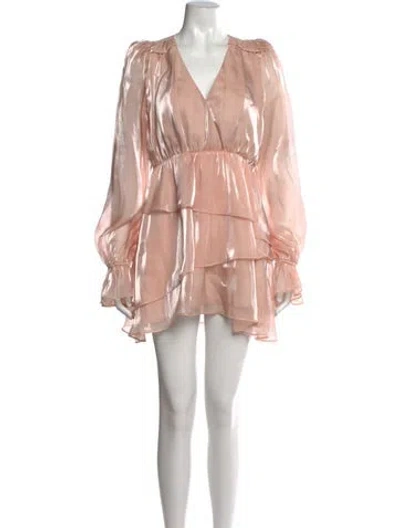 Pre-owned Majorelle V-neck Mini Dress In Pink