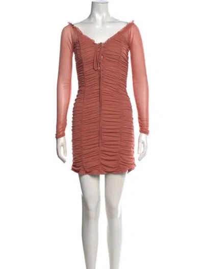 Pre-owned Majorelle V-neck Mini Dress In Pink