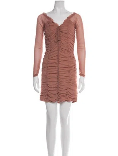 Pre-owned Majorelle V-neck Mini Dress In Pink