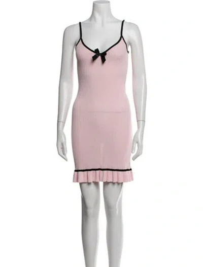 Pre-owned Majorelle V-neck Mini Dress In Pink