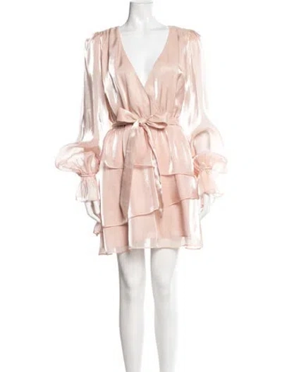Pre-owned Majorelle V-neck Mini Dress In Pink