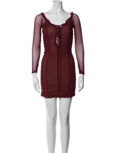 Pre-owned Majorelle V-neck Mini Dress In Red