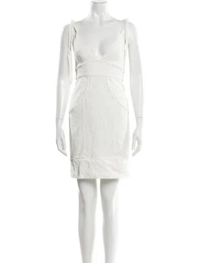 Pre-owned Majorelle V-neck Mini Dress In White