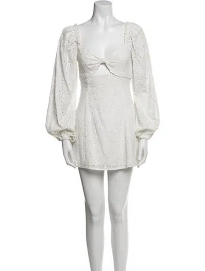 Pre-owned Majorelle V-neck Mini Dress In White