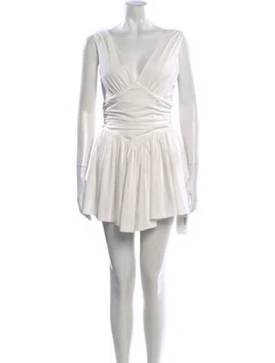 Pre-owned Majorelle V-neck Mini Dress In White