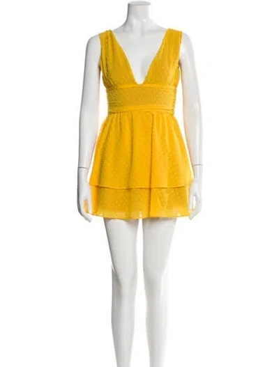 Pre-owned Majorelle V-neck Mini Dress In Yellow