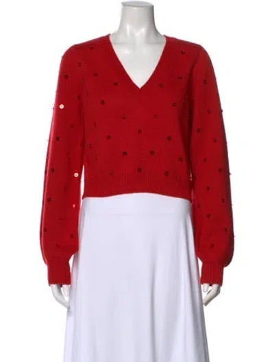 Pre-owned Majorelle V-neck Sweater In Red