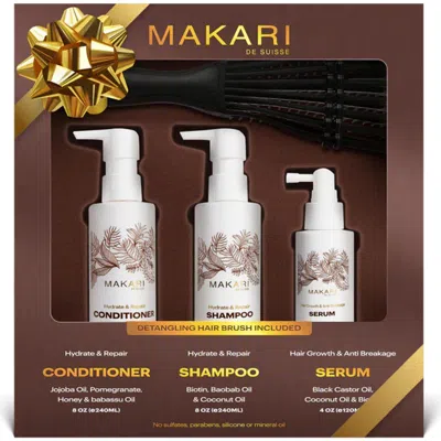 Makari De Suisse Hair Set Including Shampoo + Conditioner + Serum + Hair Brush In Brown