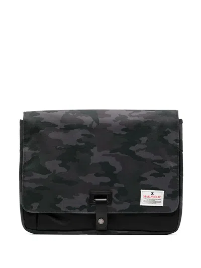 Makavelic Camouflage Print Flap Laptop Bag In 绿色