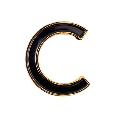 Make Heads Turn Women's Black Enamel Letter C Pin