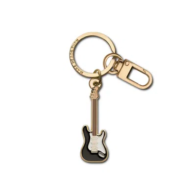Make Heads Turn Women's Black / Gold Enamel Keychain & Bag Charm Black Electric Guitar