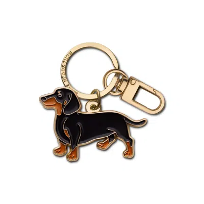 Make Heads Turn Women's Black / Gold Enamel Keychain / Bag Charm Dachshund In Multi