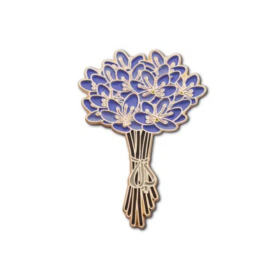 Make Heads Turn Women's Black / Gold Enamel Pin Hepatica Bouquet In Multi