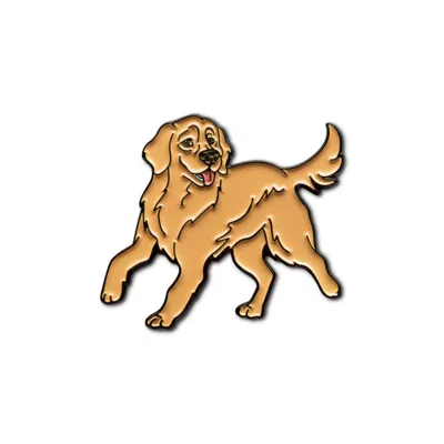 Make Heads Turn Women's Black / Gold / Yellow Enamel Pin Golden Retriever Dog In Brown