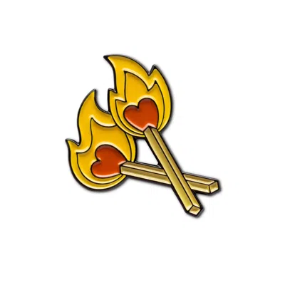 Make Heads Turn Women's Black / Red Enamel Pin It's A Match In Yellow