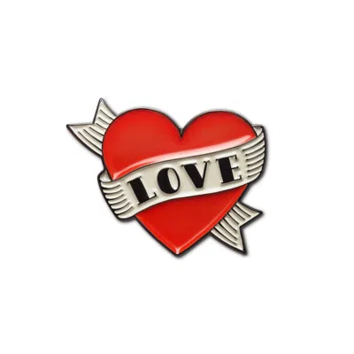 Make Heads Turn Women's Black / Red Enamel Pin Love Heart Tattoo In Multi