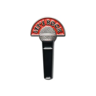 Make Heads Turn Women's Black / Silver / Red Enamel Pin Microphone In Multi