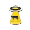 Make Heads Turn Women's Black / Yellow Enamel Pin Ufo Cow Abduction In Multi