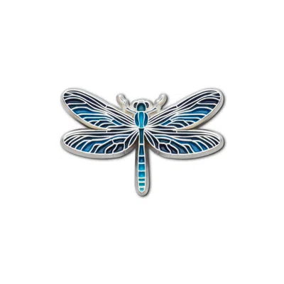 Make Heads Turn Women's Blue Enamel Pin Dragonfly Dark