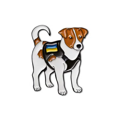 Make Heads Turn Women's Brown / Black Enamel Pin Patron The Jack Russell In Multi