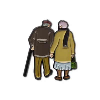 Make Heads Turn Women's Brown / Black Enamel Pin Timeless Lovebirds