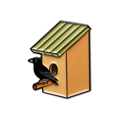 Make Heads Turn Women's Brown / Black / Neutrals Enamel Pin Starling Birdhouse In Multi