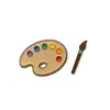 Make Heads Turn Women's Brown / Neutrals Enamel Pin Paintbrush & Palette