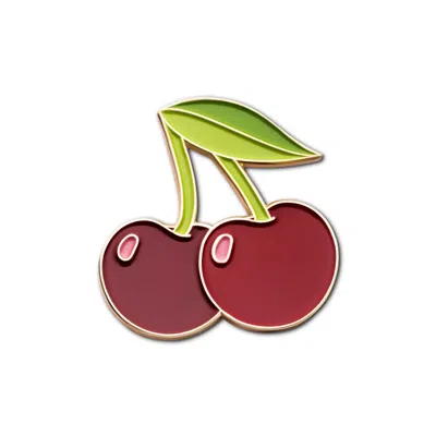 Make Heads Turn Women's Gold / Green / Red Enamel Pin Cherries