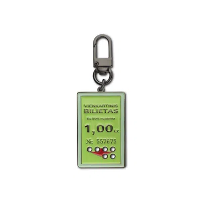 Make Heads Turn Women's Green Enamel Carabiner Keychain Bus Ticket