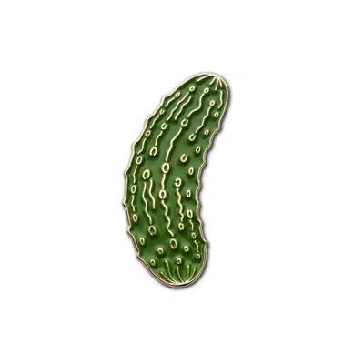 Make Heads Turn Women's Green / Gold Enamel Pin Dill Pickle In Multi