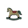 Make Heads Turn Women's Green / Neutrals Enamel Pin Rocking Horse In Gold