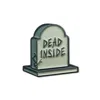 Make Heads Turn Women's Grey / Black Enamel Pin Dead Inside Tombstone In Multi