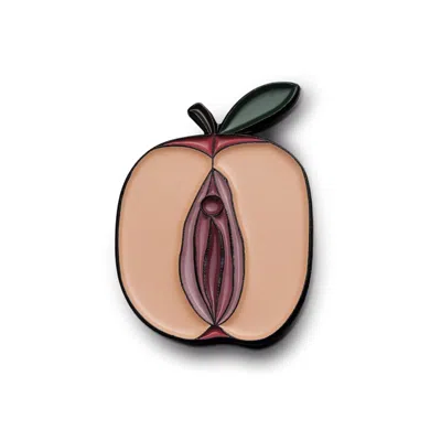 Make Heads Turn Women's Neutrals / Pink Enamel Pin Feminist Apple In Brown