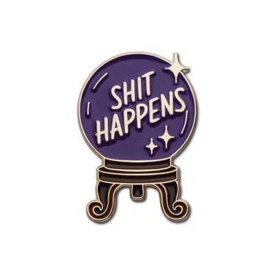 Make Heads Turn Women's Purple / Gold Enamel Pin Crystal Ball: Shit Happens In Multi