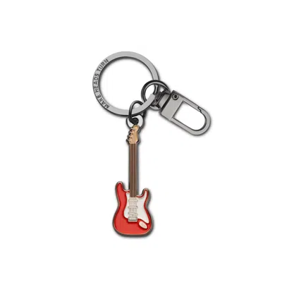 Make Heads Turn Women's Red / Gold Enamel Keychain & Bag Charm Red Electric Guitar In Metallic