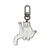 Make Heads Turn Women's White Enamel Carabiner Keychain Sitting Cat