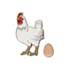 Make Heads Turn Women's White Enamel Pin Chicken & Egg In White