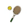 Make Heads Turn Women's White / Green Enamel Pin Tennis Racket In Multi