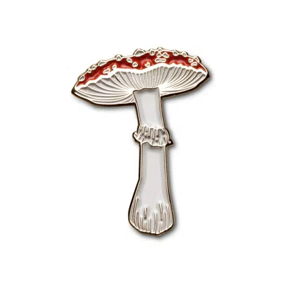 Make Heads Turn Women's White / Red Enamel Pin Fly Agaric In Multi