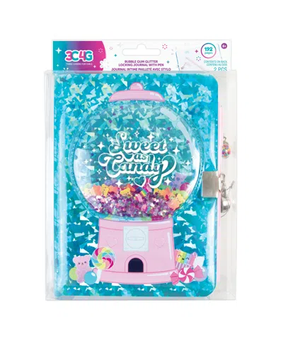 Make It Real Bubble Gum Glitter Locking Journal With Pen In Multi