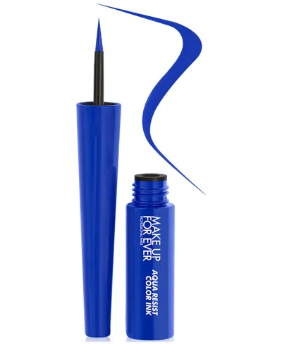Make Up For Ever Aqua Resist Color Ink Liquid Eyeliner In 14 Matte Cobalt - (vibrant Cobalt Matte)