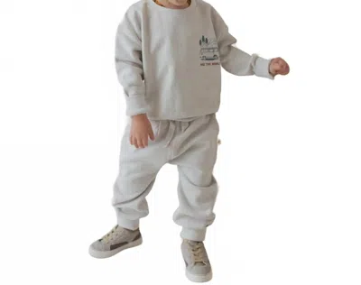 Makemake Organics Kid's Organic Fleece Jogger Pants In Grey In Gray