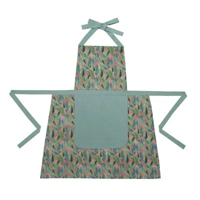 Makers Collective Botanicals On Blush Cotton Kitchen Apron In Blue;green;pink