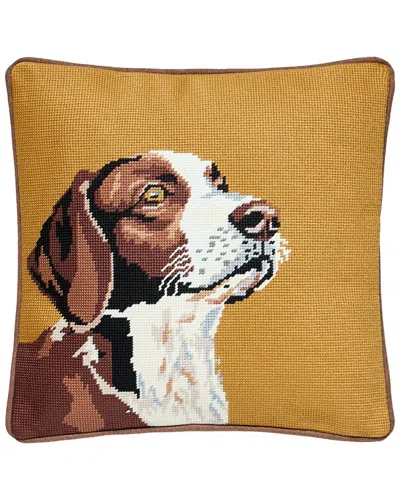 Makers Collective Camp Wandawega Hunting Dog Needlepoint Pillow In Brown
