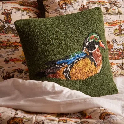 Makers Collective Camp Wandawega Wood Duck Hook Pillow In Green