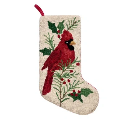 Makers Collective Cardinal Wool Hook Holiday Stocking By The Pillow Shoppe In Red;cream